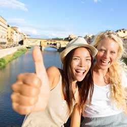 European Summer Tour Guide Pose on Bridge